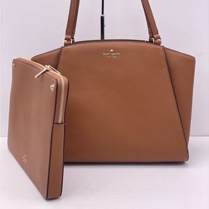 Kate Spade Brim Laptop Tote Shoulder Bag Brown